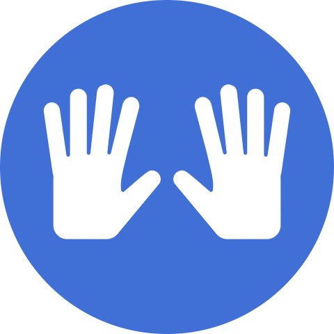 icon of two hands on a blue background facing outward to represent secure from the Standard Response Protocol